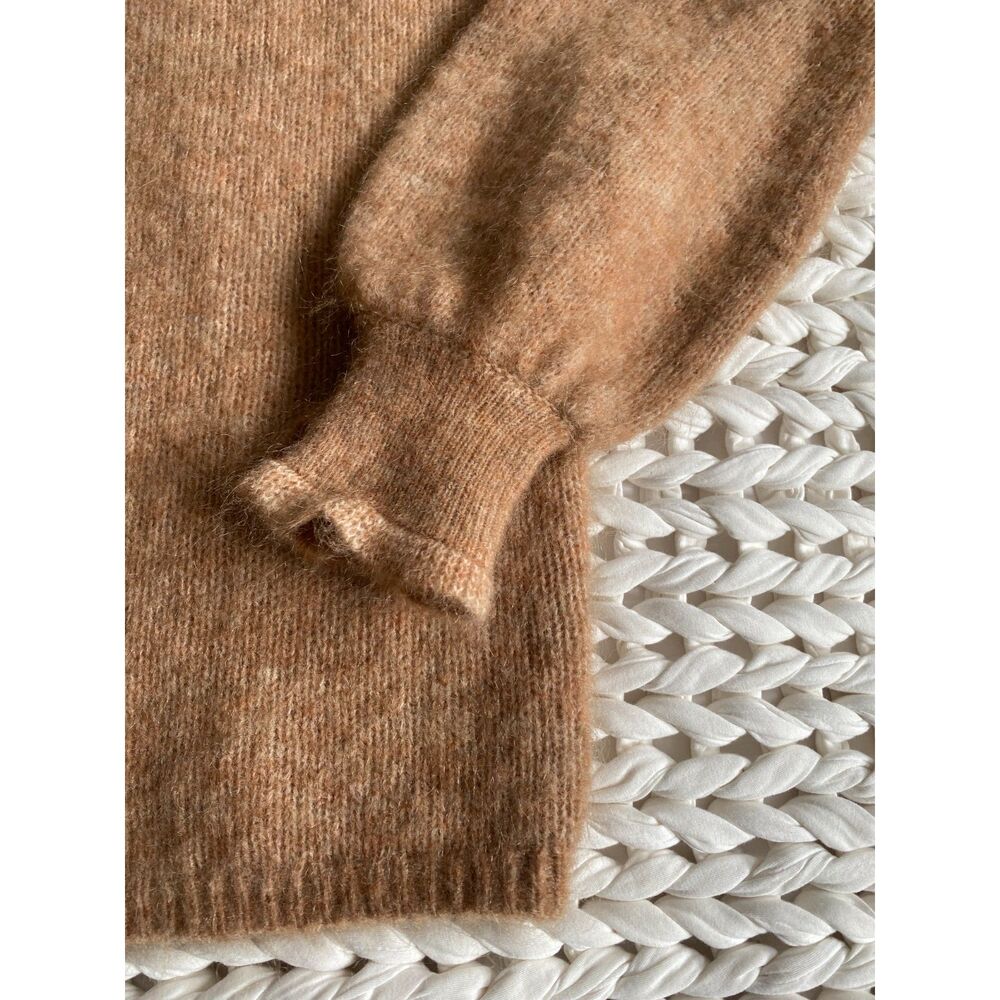 Sézane Mia Mohair La Maille Camel Brown Knit Cardigan XS Frill Ruffle Cuff - Picture 9 of 14